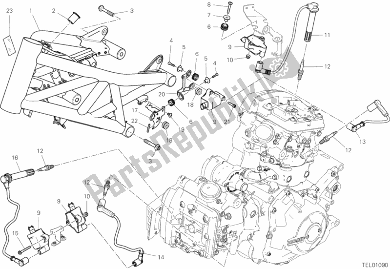 Todas as partes de Quadro, Armação do Ducati Diavel Xdiavel USA 1260 2019